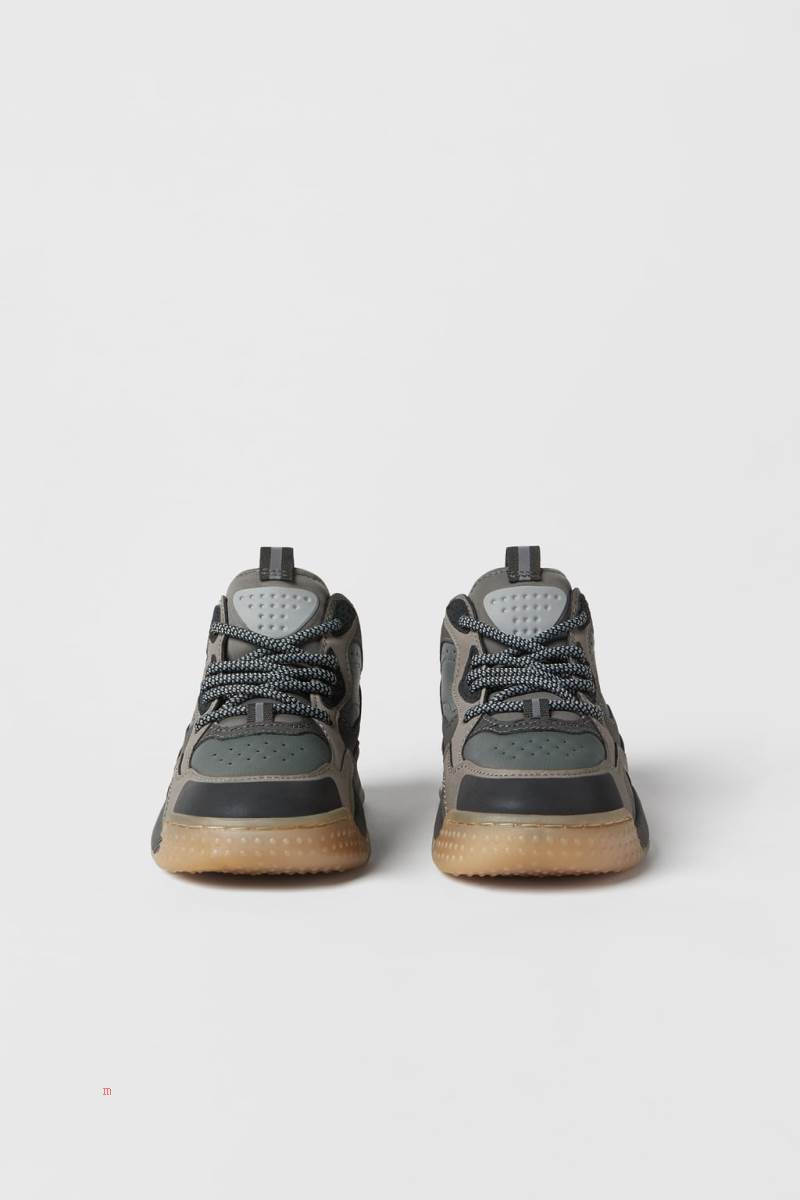 ZARA MULTI-PIECE HIGH-TOP Sneakers Pojke Grå | ZVETD-9478