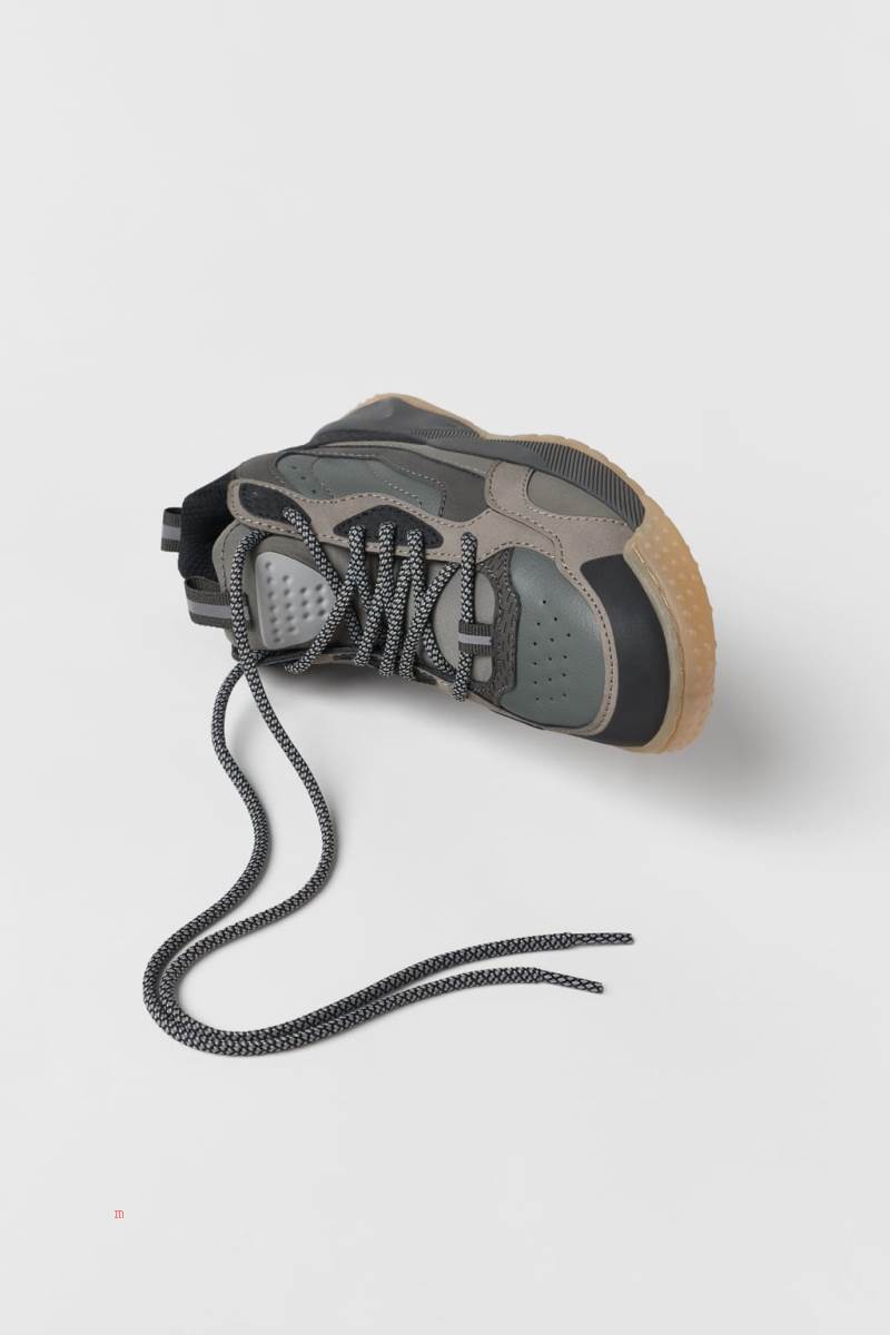 ZARA MULTI-PIECE HIGH-TOP Sneakers Pojke Grå | ZVETD-9478
