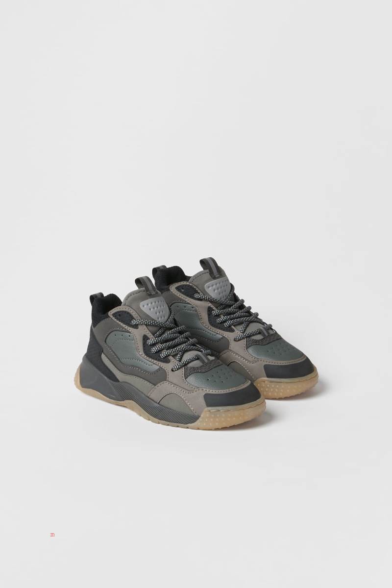 ZARA MULTI-PIECE HIGH-TOP Sneakers Pojke Grå | ZVETD-9478