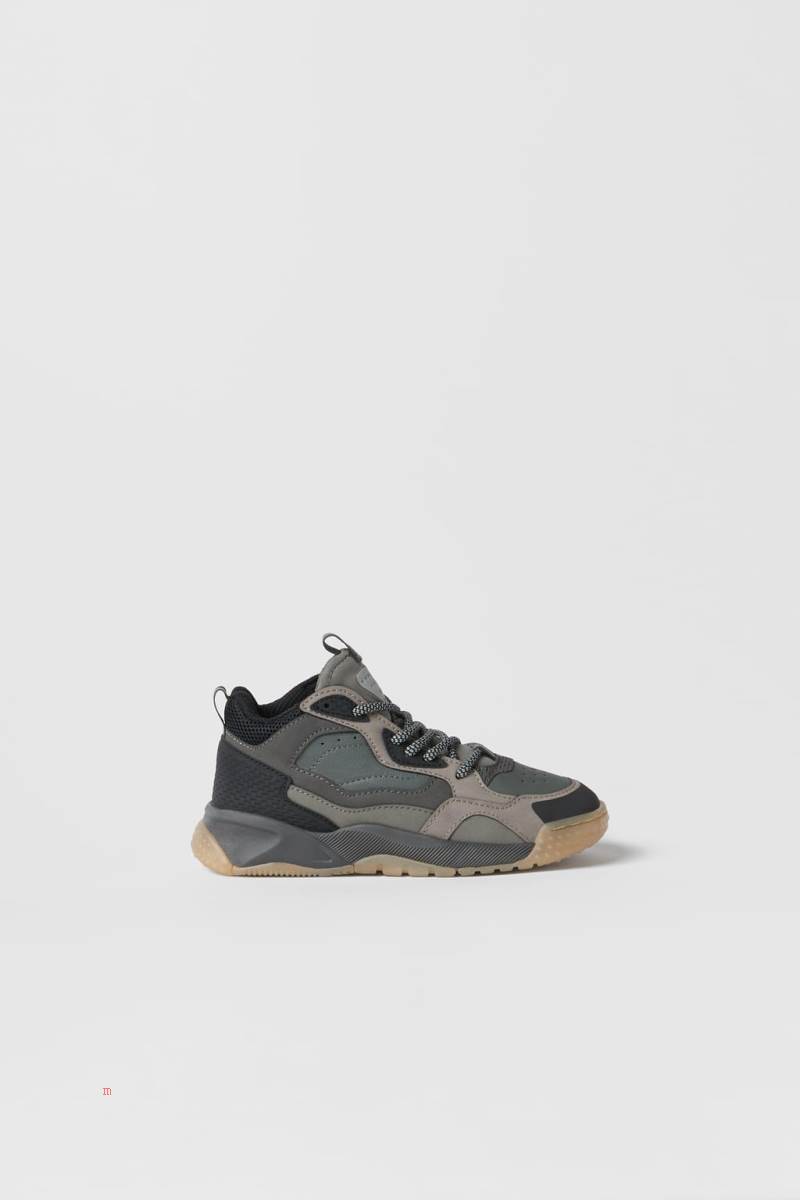 ZARA MULTI-PIECE HIGH-TOP Sneakers Pojke Grå | ZVETD-9478
