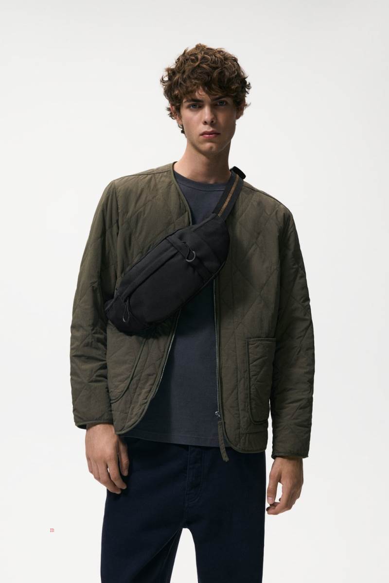 ZARA MULTI-POCKET Bältesväska Herr Svarta | YQWCB-6705