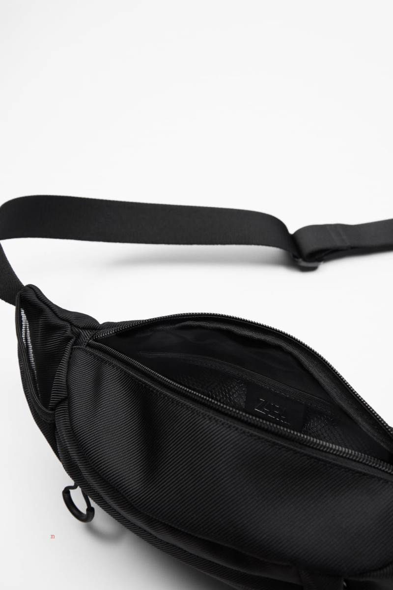 ZARA MULTI-POCKET Bältesväska Herr Svarta | YQWCB-6705