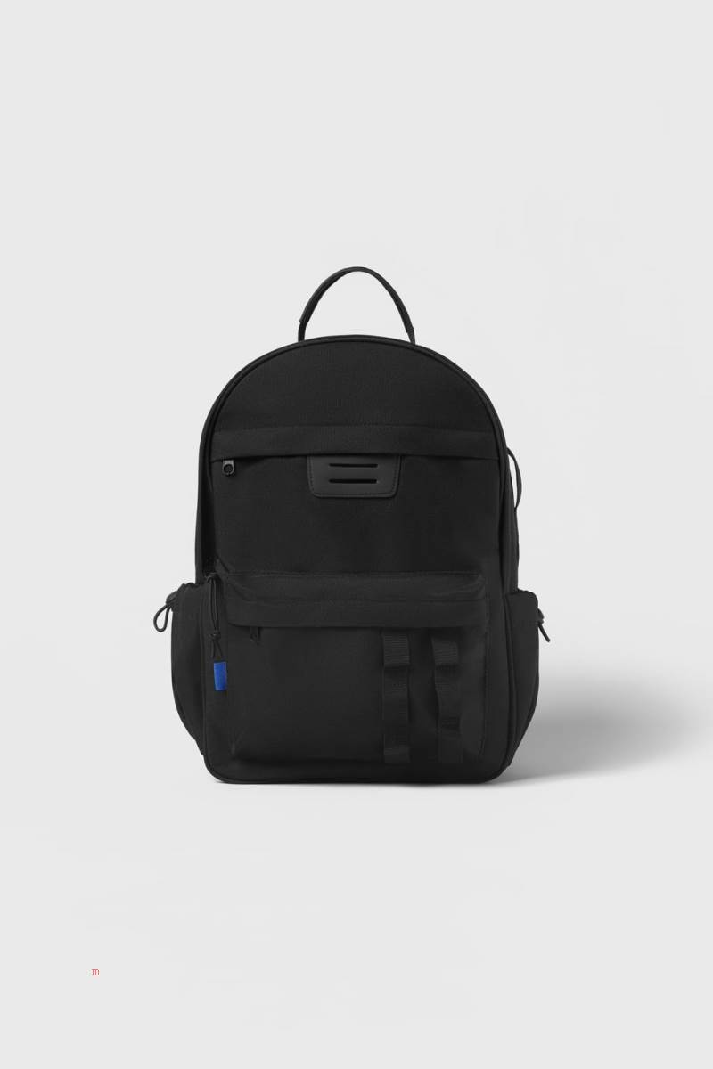 ZARA MULTI-POCKET Ryggsäck Tjej Svarta | OBTHL-8271