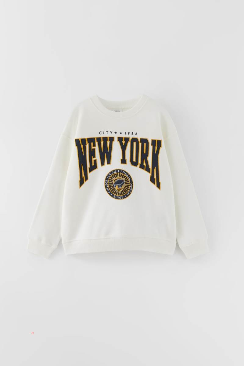 ZARA NEW YORK Hoodie Tjej Vita | BLQXJ-1632