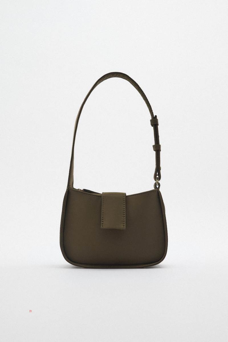 ZARA NYLON Axelväska Dam Khaki Gröna | XPHOZ-7452