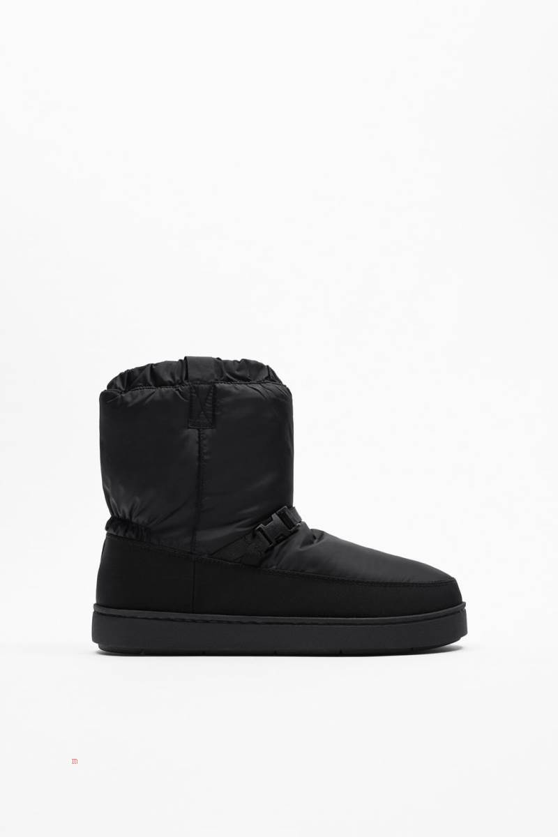 ZARA NYLON BOOT WITH LINING Vinterkängor Herr Svarta | AZLXH-0273