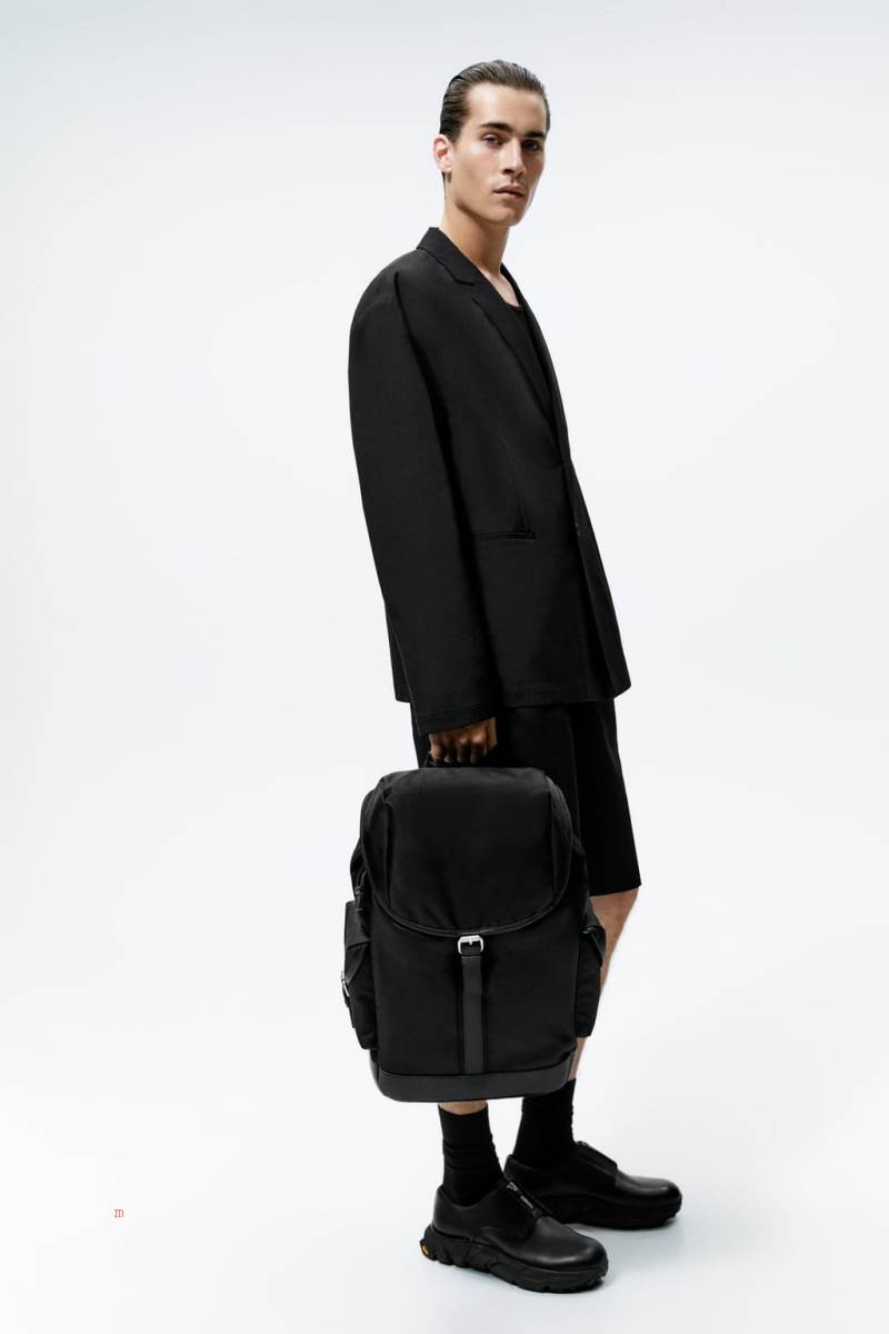 ZARA NYLON EXPLORER Ryggsäck Herr Svarta | HUIDV-2589