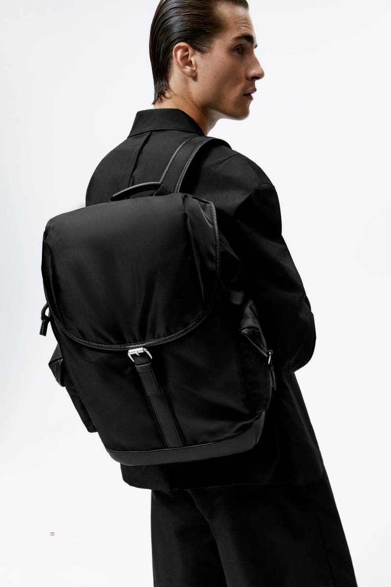 ZARA NYLON EXPLORER Ryggsäck Herr Svarta | HUIDV-2589