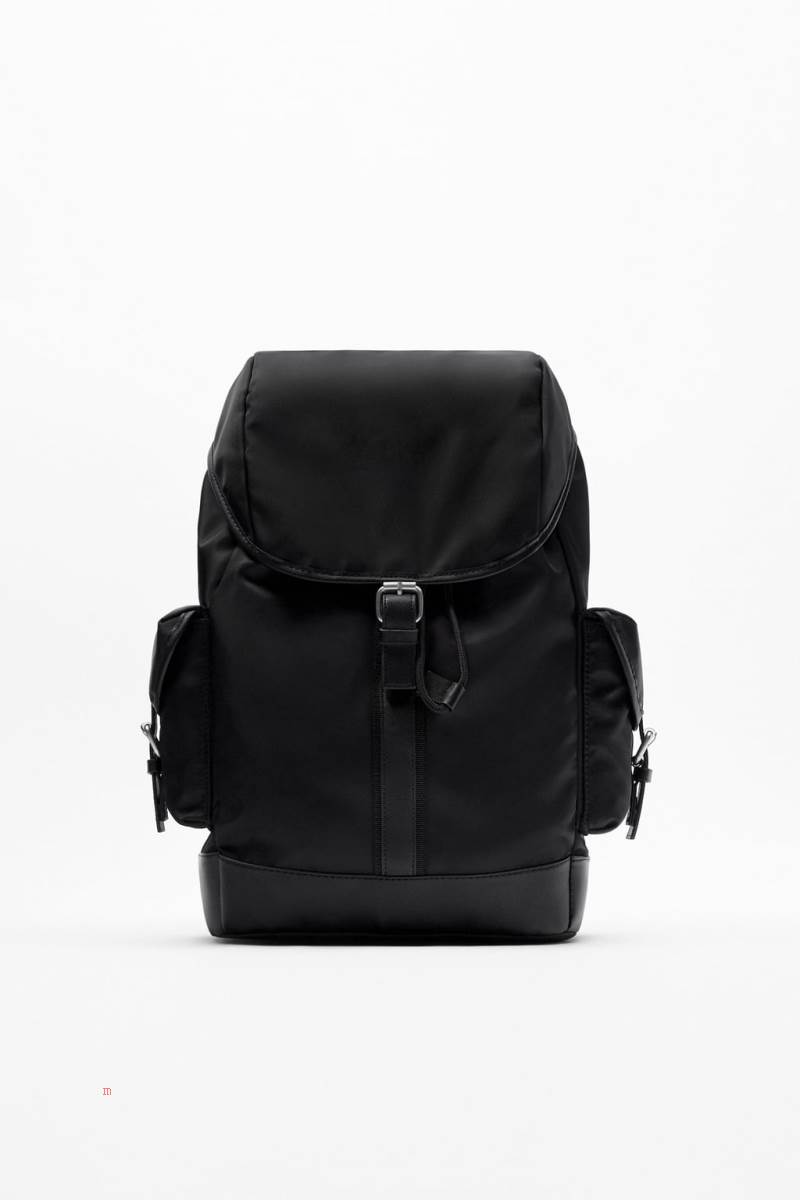 ZARA NYLON EXPLORER Ryggsäck Herr Svarta | HUIDV-2589