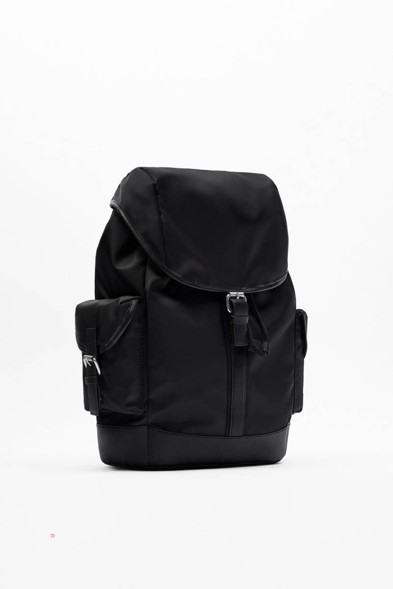 ZARA NYLON EXPLORER Ryggsäck Herr Svarta | HUIDV-2589