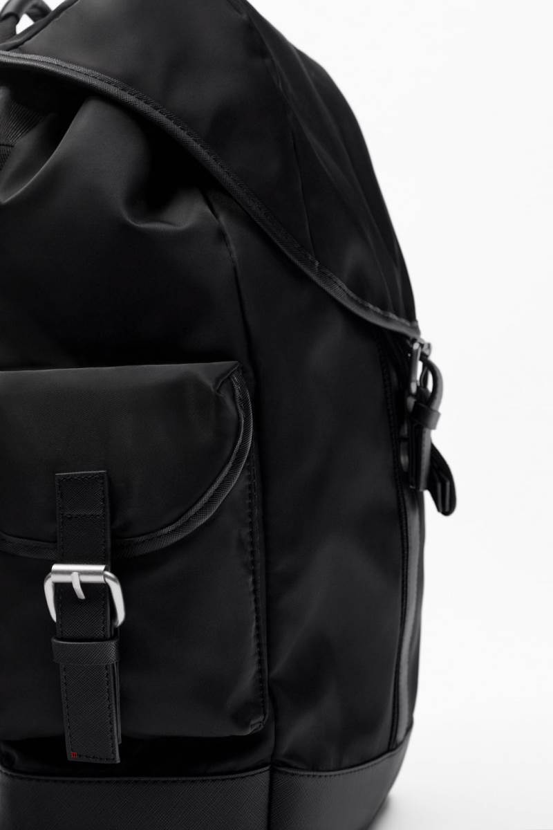 ZARA NYLON EXPLORER Ryggsäck Herr Svarta | HUIDV-2589