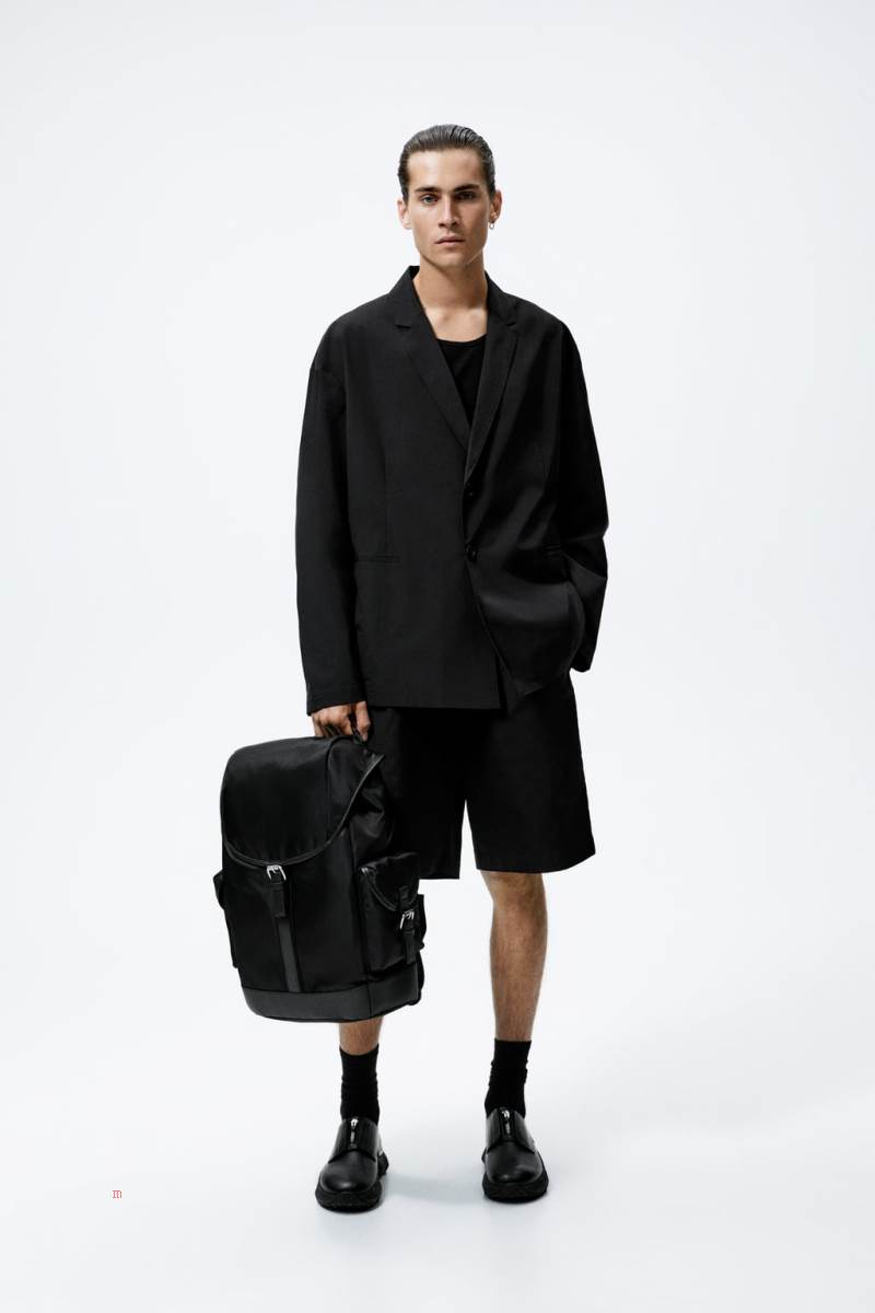 ZARA NYLON EXPLORER Ryggsäck Herr Svarta | HUIDV-2589
