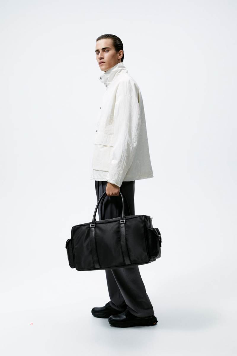 ZARA NYLON HOLDALL Handväska Herr Svarta | HUEDV-1043