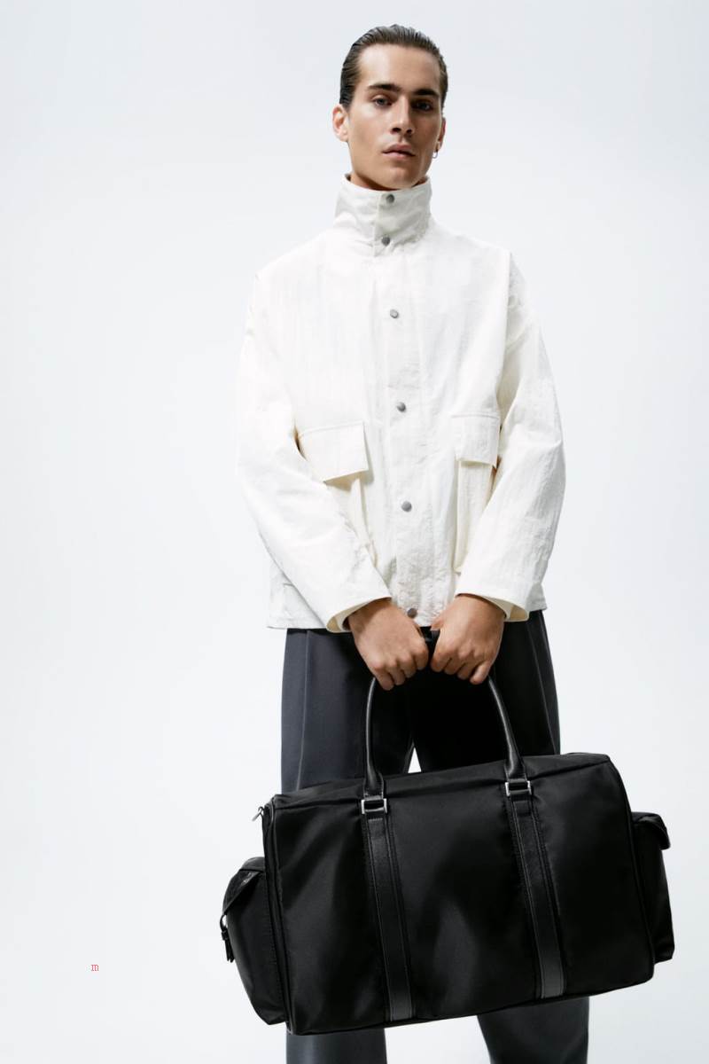 ZARA NYLON HOLDALL Handväska Herr Svarta | HUEDV-1043