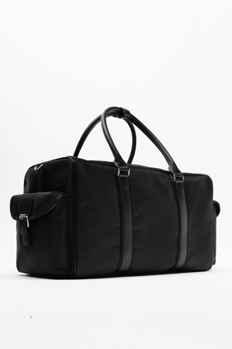 ZARA NYLON HOLDALL Handväska Herr Svarta | HUEDV-1043