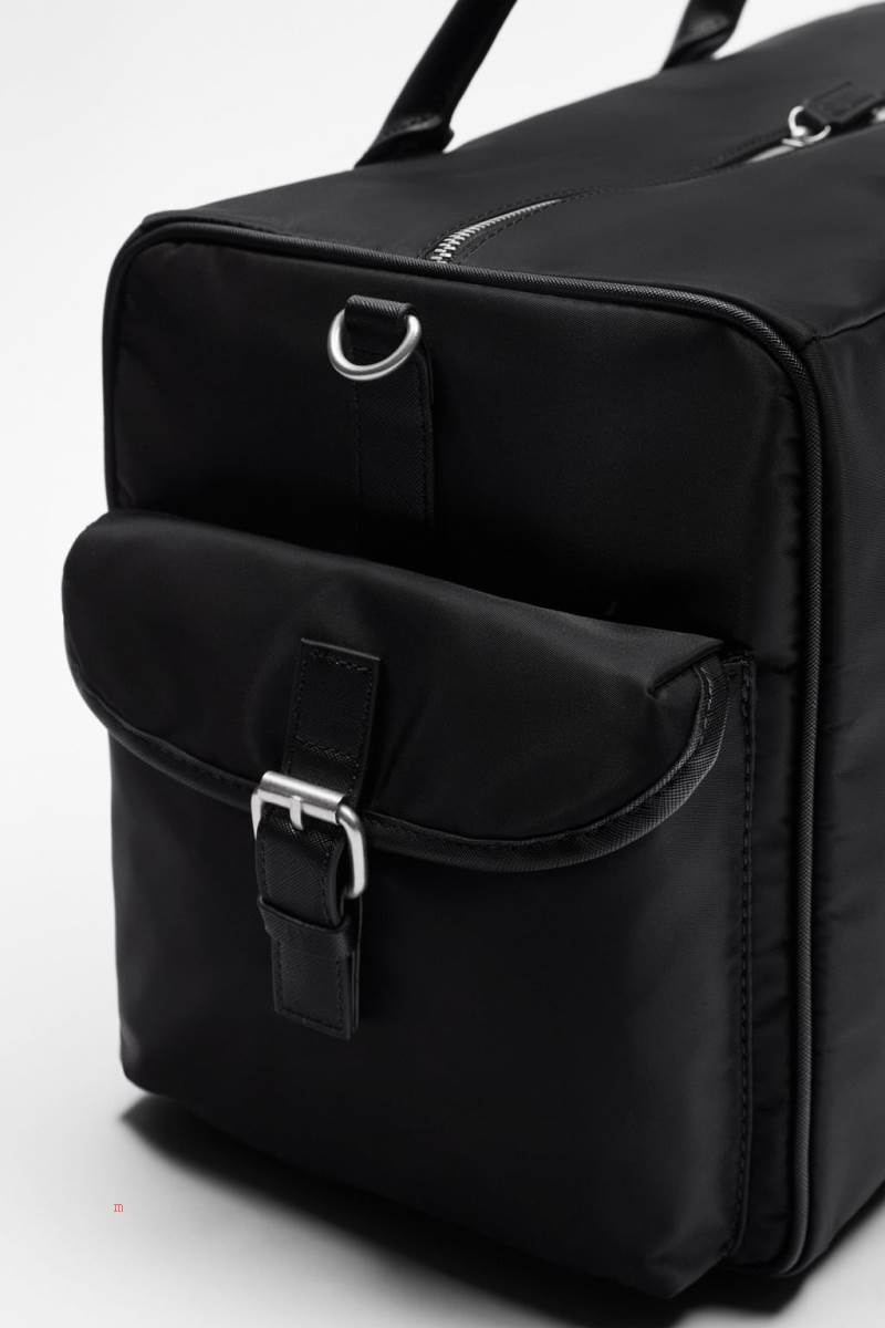 ZARA NYLON HOLDALL Handväska Herr Svarta | HUEDV-1043