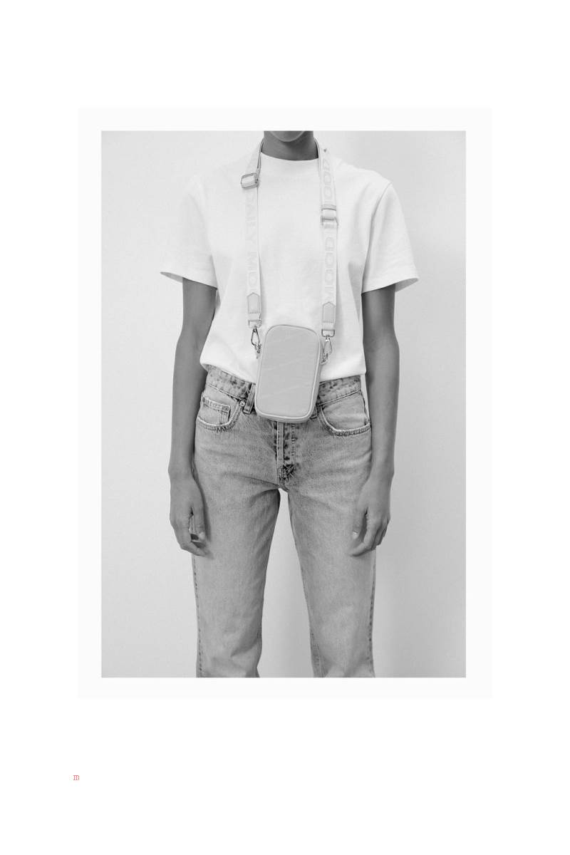 ZARA NYLON MOBILE PHONE BAG WITH SLOGAN DETAIL Crossbody Väska Dam Beige | ANSCR-9351