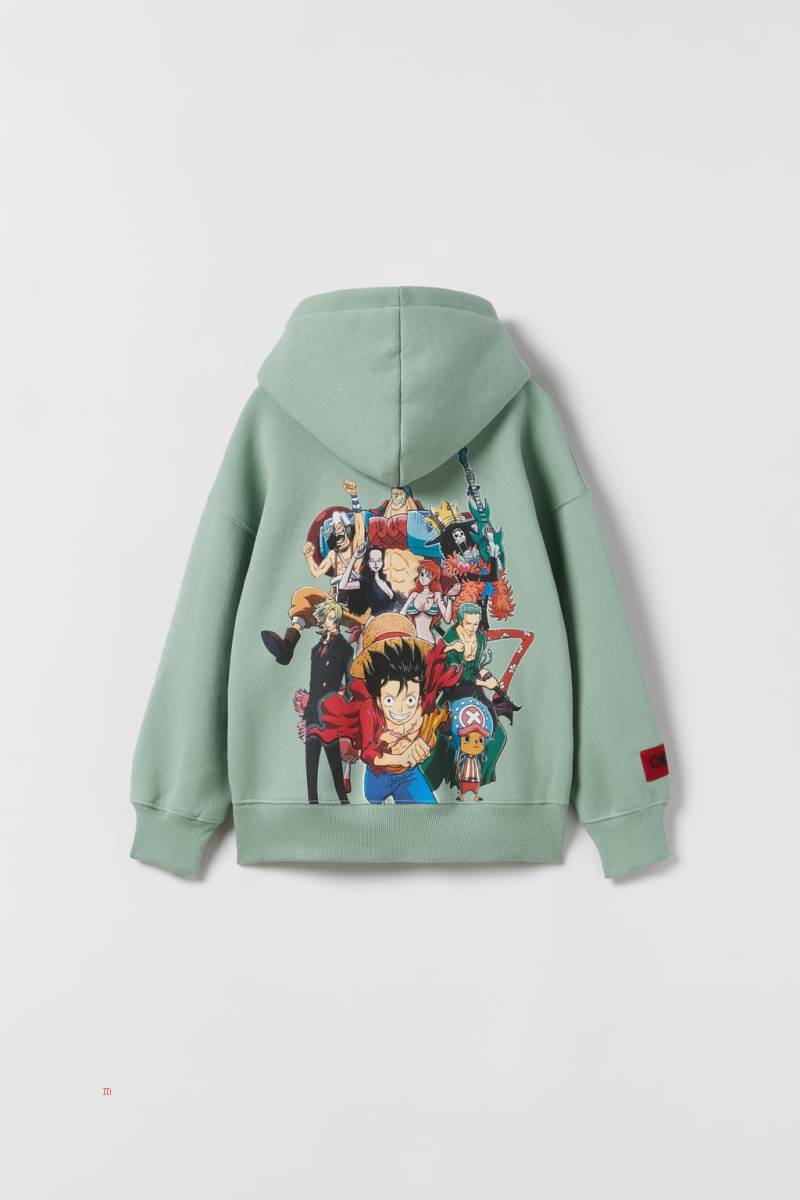 ZARA ONE PIECE © Hoodie Pojke Gröna | WPXDE-1720