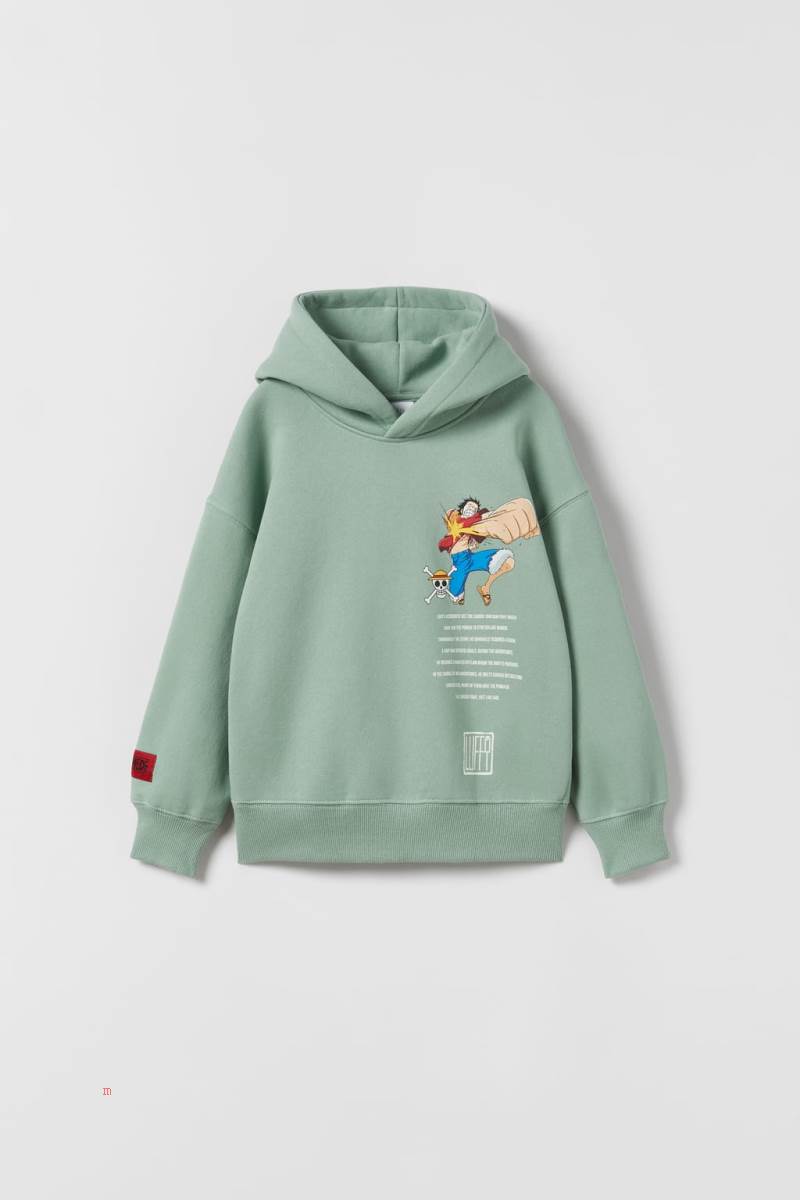 ZARA ONE PIECE © Hoodie Pojke Gröna | WPXDE-1720