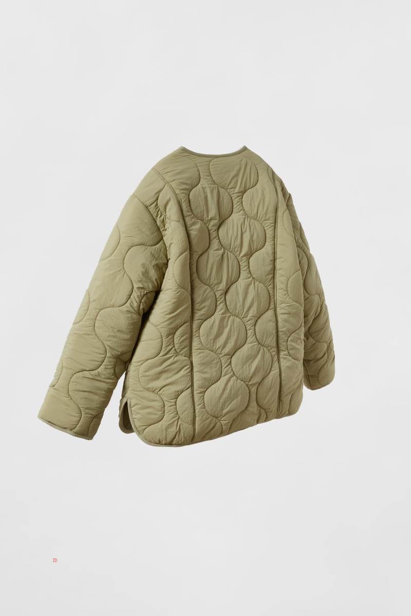 ZARA ONION Quiltad Jacka Pojke Khaki | VJMQZ-9458