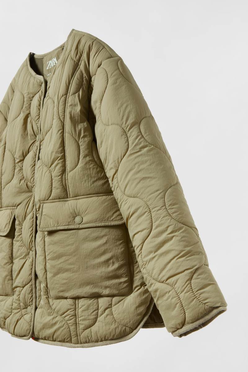 ZARA ONION Quiltad Jacka Pojke Khaki | VJMQZ-9458
