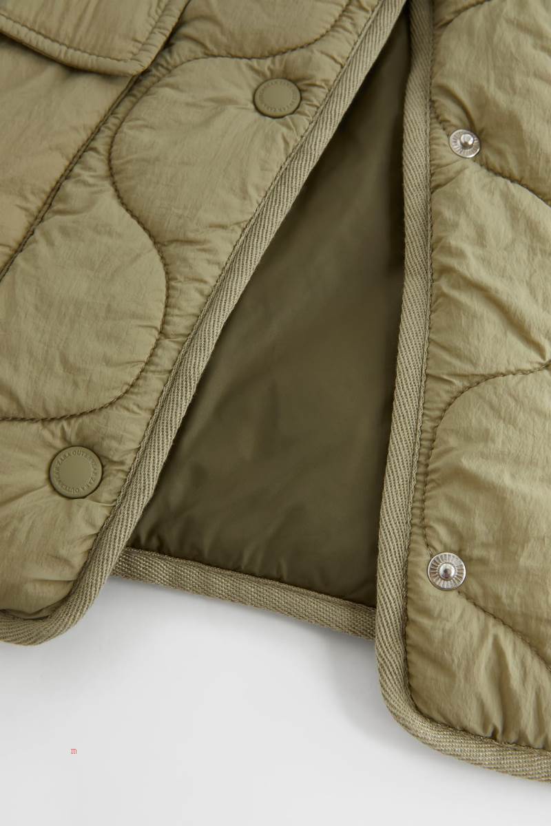 ZARA ONION Quiltad Jacka Pojke Khaki | VJMQZ-9458
