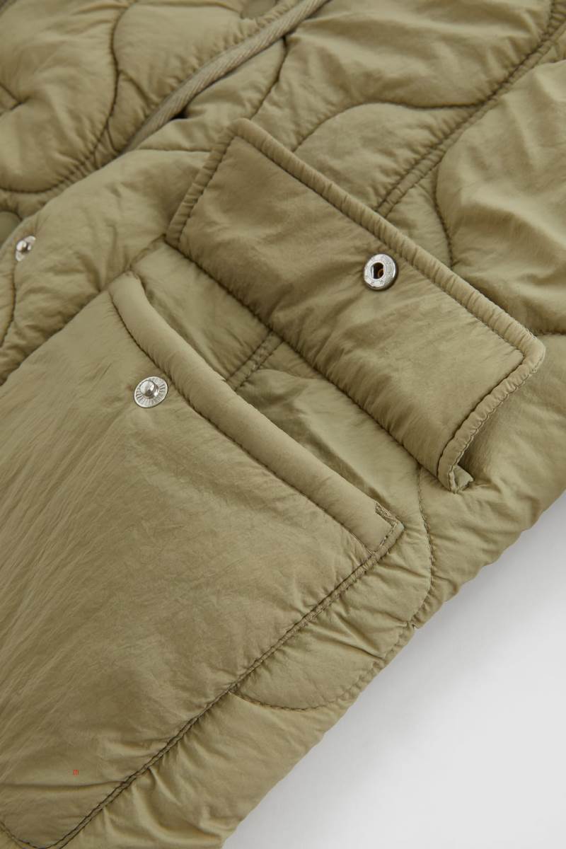 ZARA ONION Quiltad Jacka Pojke Khaki | VJMQZ-9458