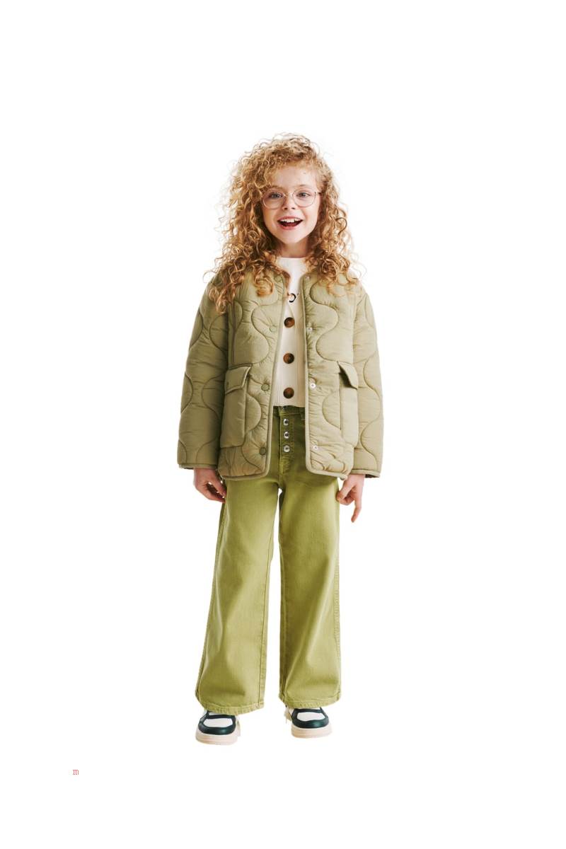 ZARA ONION Quiltad Jacka Pojke Khaki | VJMQZ-9458