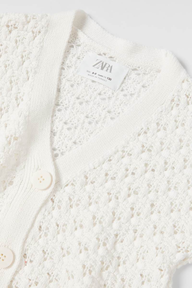 ZARA OPEN KNIT Cardigan Tjej Grå Vita | VWNTY-1264