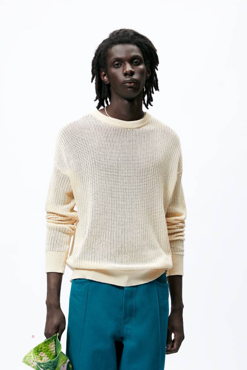 ZARA OPEN-KNIT Tröjor Herr Svarta Vita | BRCYZ-4130