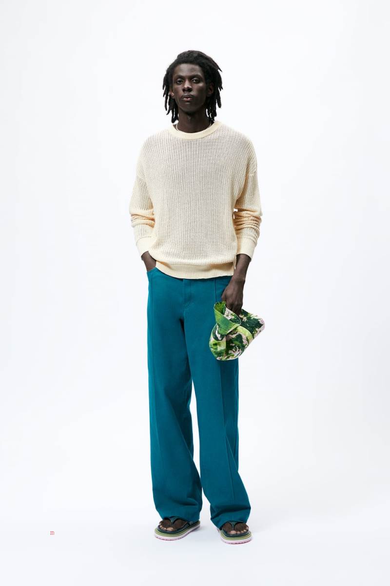 ZARA OPEN-KNIT Tröjor Herr Svarta Vita | BRCYZ-4130