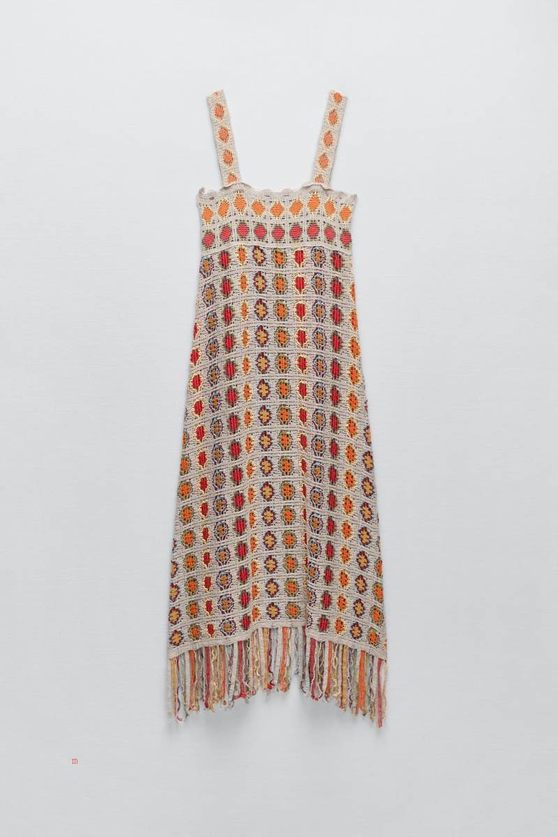 ZARA OPEN-KNIT WITH FRINGING Klänning Dam Olika Färger Röda | HEYZX-5491