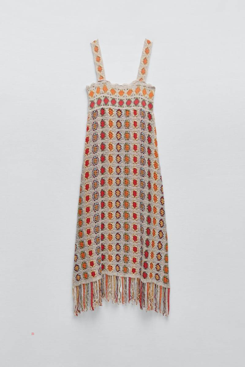 ZARA OPEN-KNIT WITH FRINGING Klänning Dam Olika Färger Röda | HEYZX-5491