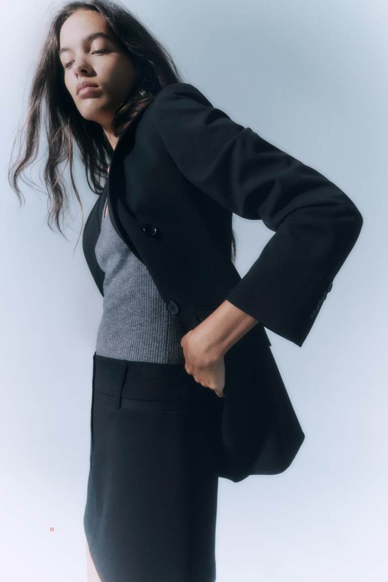 ZARA OPEN WITH BUTTONS Blazers Dam Svarta | ZVRAT-4678