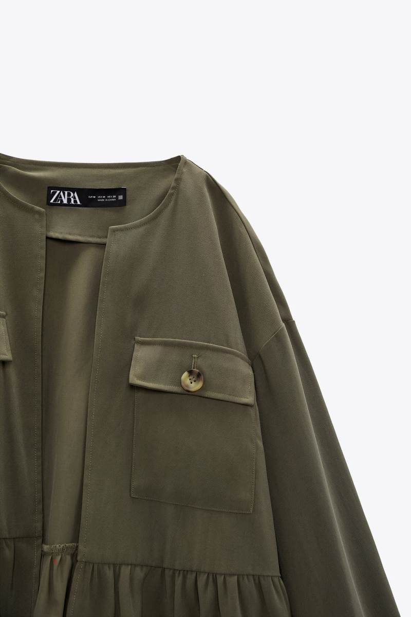 ZARA OPEN WITH RUFFLE TRIM Jacka Dam Khaki | CKPNW-6351