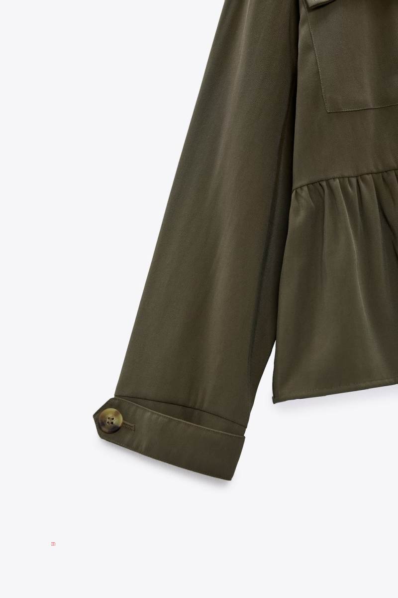 ZARA OPEN WITH RUFFLE TRIM Jacka Dam Khaki | CKPNW-6351