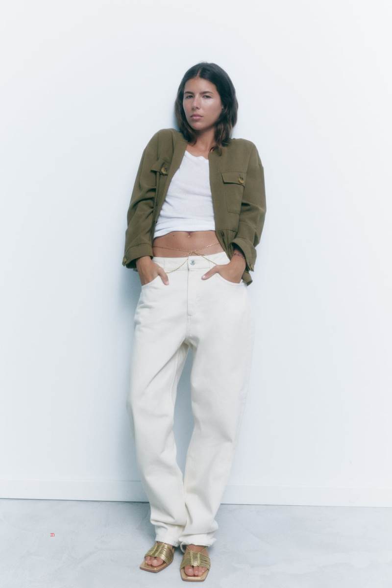 ZARA OPEN WITH RUFFLE TRIM Jacka Dam Khaki | CKPNW-6351