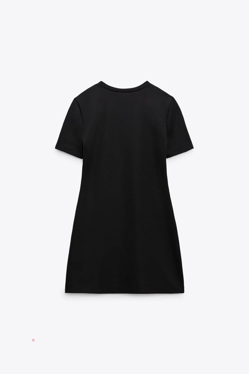 ZARA OTTOMAN BUTTON-UP SHORT Klänning Dam Svarta | RXYTA-3587