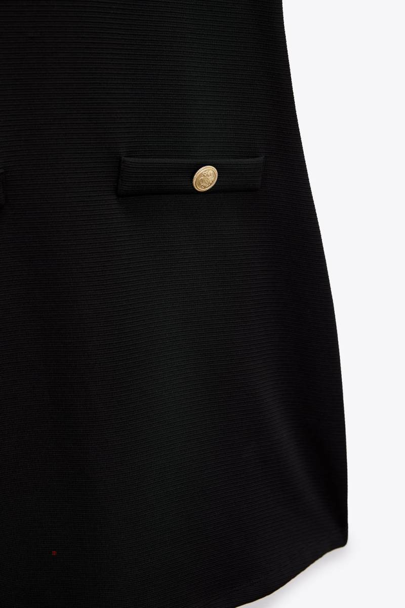 ZARA OTTOMAN BUTTON-UP SHORT Klänning Dam Svarta | RXYTA-3587