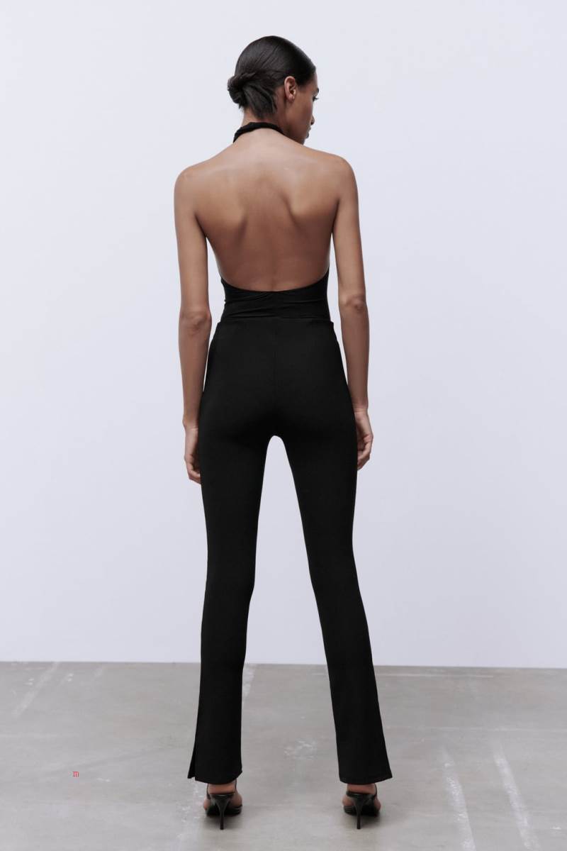 ZARA OTTOMAN SPLIT HEM Leggings Dam Svarta | PHTQJ-2104