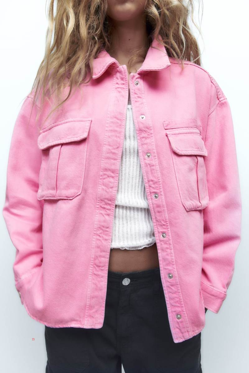 ZARA OVERSIZED DENIM Övertröja Dam Rosa | UZJCQ-2915