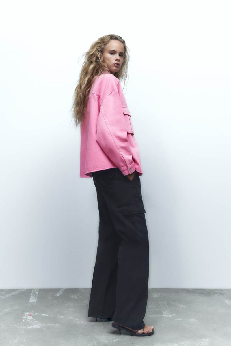 ZARA OVERSIZED DENIM Övertröja Dam Rosa | UZJCQ-2915
