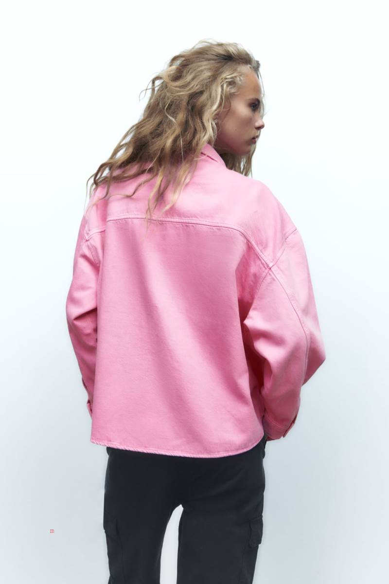 ZARA OVERSIZED DENIM Övertröja Dam Rosa | UZJCQ-2915