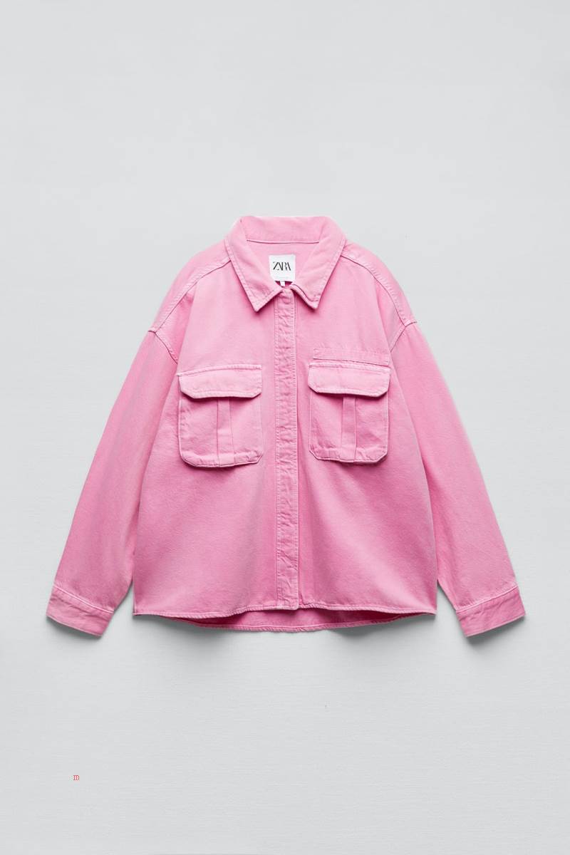 ZARA OVERSIZED DENIM Övertröja Dam Rosa | UZJCQ-2915