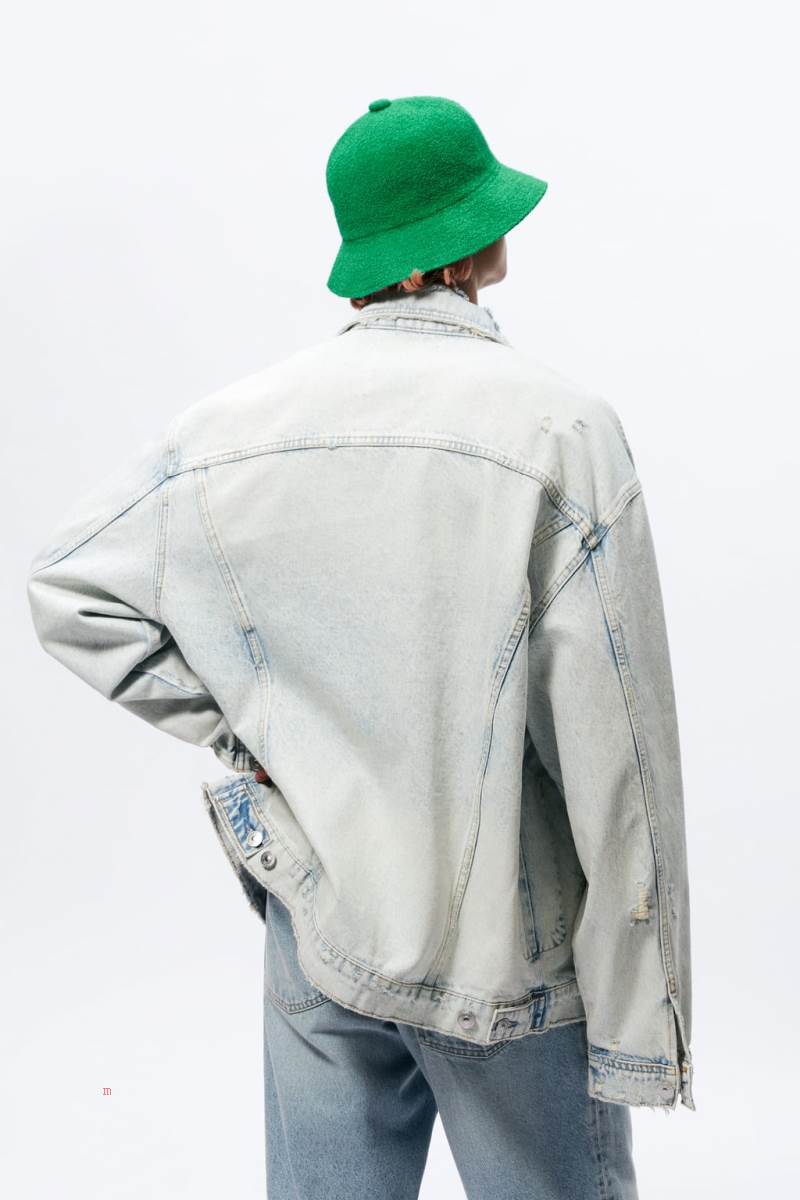 ZARA OVERSIZED Jeansjacka Herr Ljusblå | BVFJQ-9685