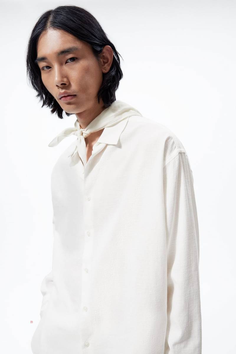 ZARA OVERSIZED Skjorta Herr Vita | RCDXI-0216