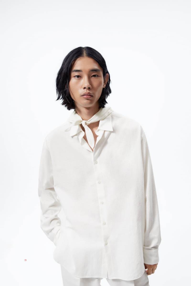 ZARA OVERSIZED Skjorta Herr Vita | RCDXI-0216