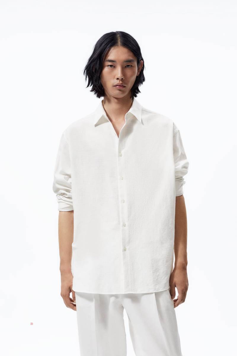ZARA OVERSIZED Skjorta Herr Vita | RCDXI-0216