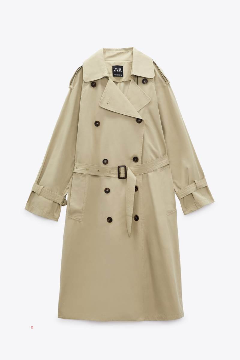 ZARA OVERSIZE DOUBLE-BREASTED TRENCH Rockar Dam Beige | HOLVD-8302