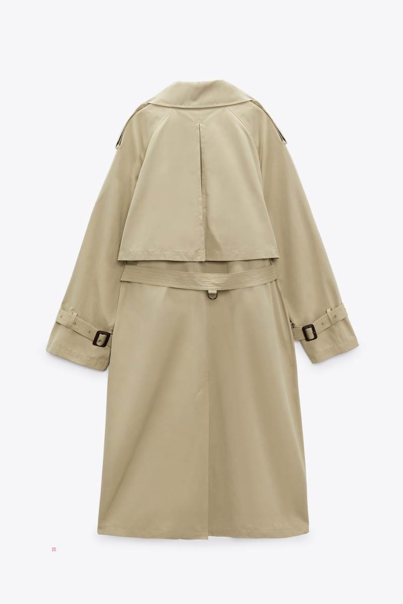 ZARA OVERSIZE DOUBLE-BREASTED TRENCH Rockar Dam Beige | HOLVD-8302